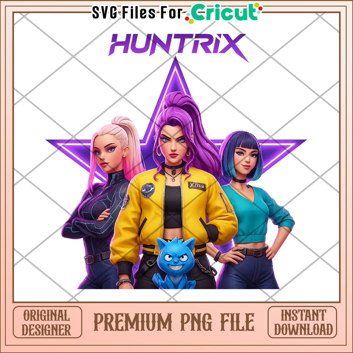 Huntrix 3d girls png, huntrix members png, huntrix toys png