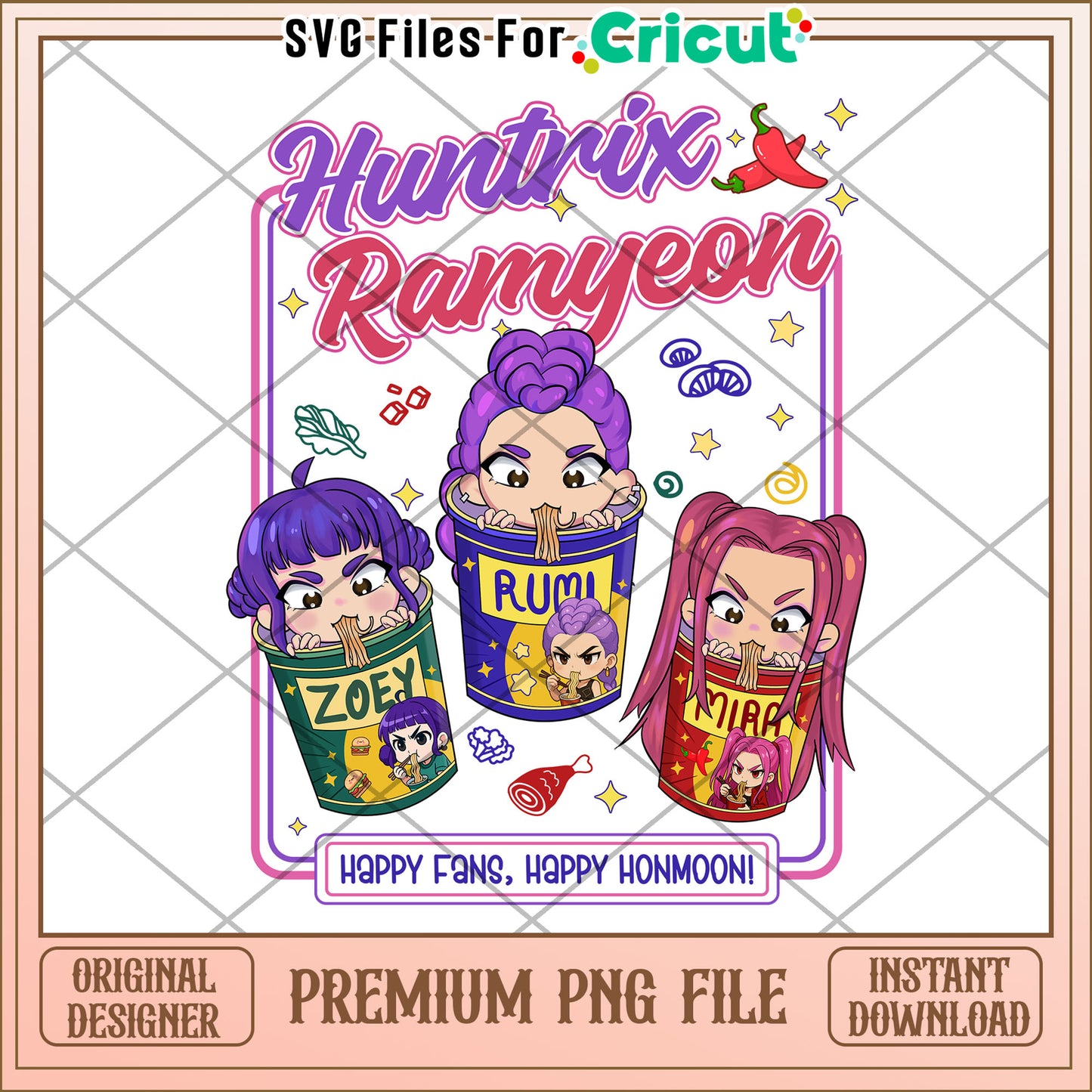 Huntrix Kpop Demon Ramyeon png, demon hunters png, huntrix png'