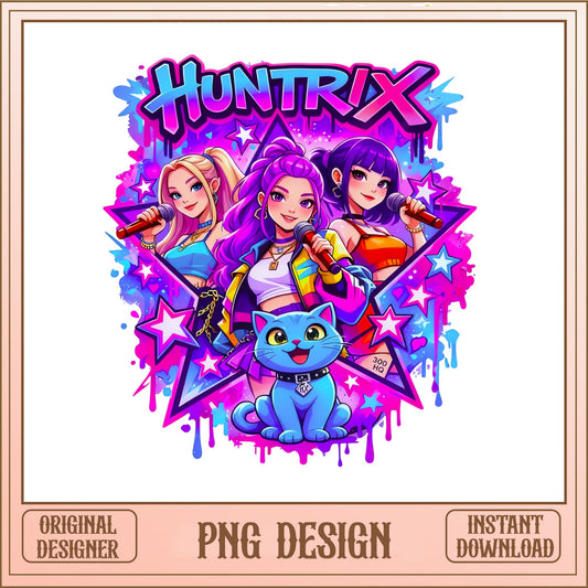 Huntrix Girl Band PNG, Anime Pop Star Girls PNG, Kpop PNG