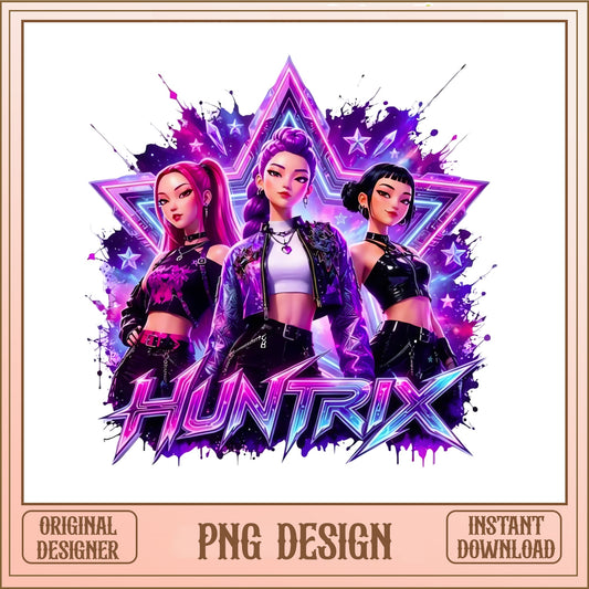 Huntrix Girl Group PNG, Kpop Neon Girls PNG, Girl Band PNG