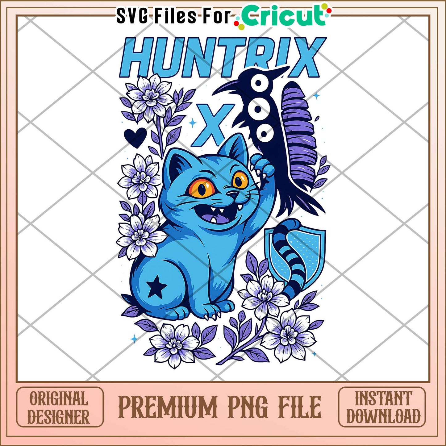 Huntrix blue tiger design png, kpop demon hunter png, demon idol png