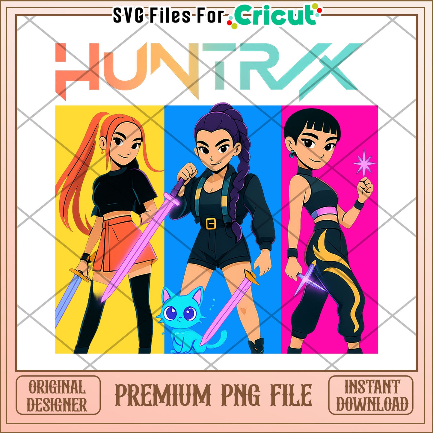 Huntrix cartoon png, kpop png, korean anime png