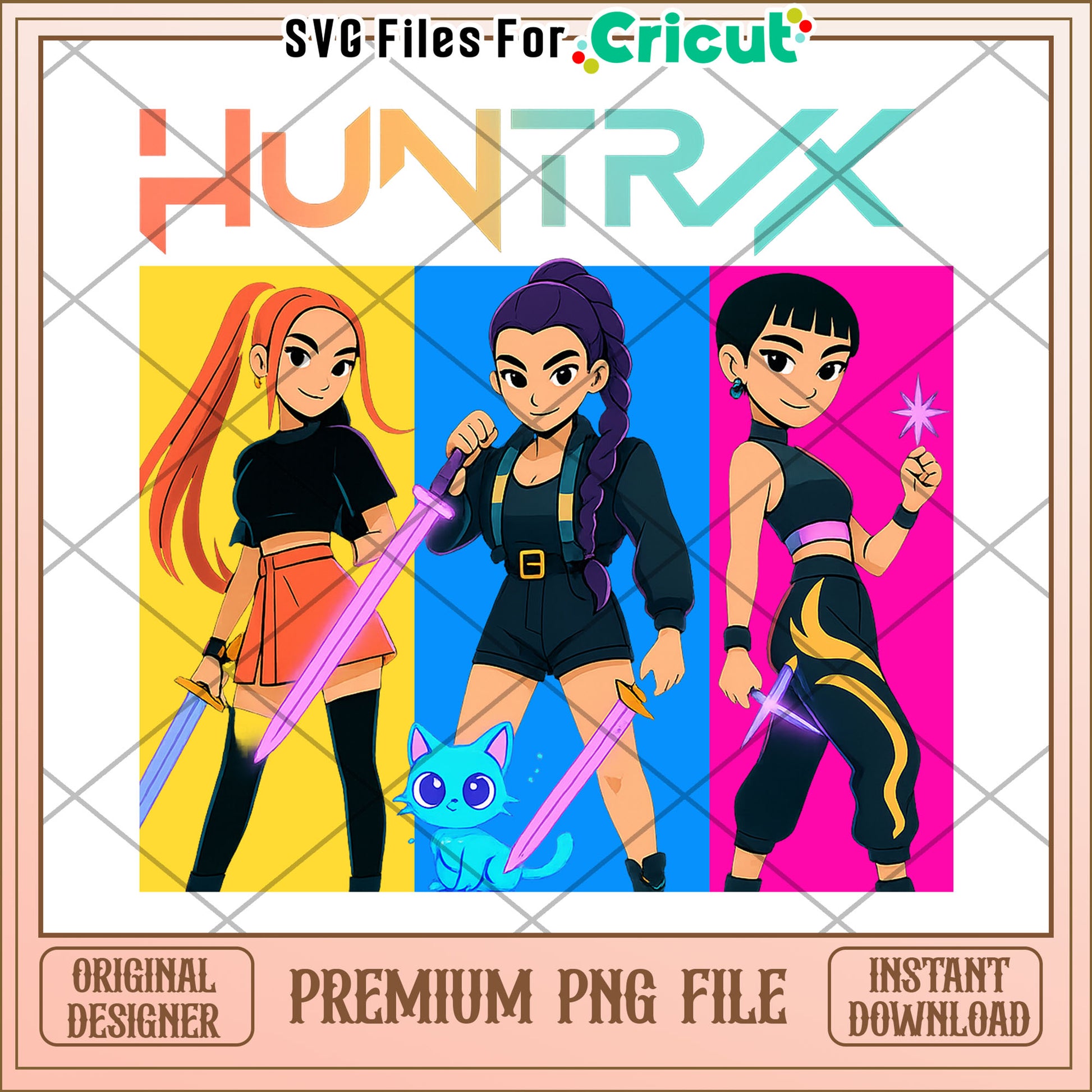 Huntrix cartoon png, kpop png, korean anime png
