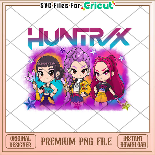 Huntrix chibi girls png, demon hunters png, huntrix png