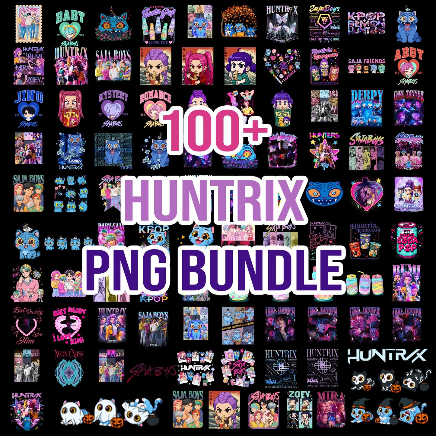 Huntrix demon slayer bundle png, anime hunter cosplay bundle png, demon slayer outfit bundle png