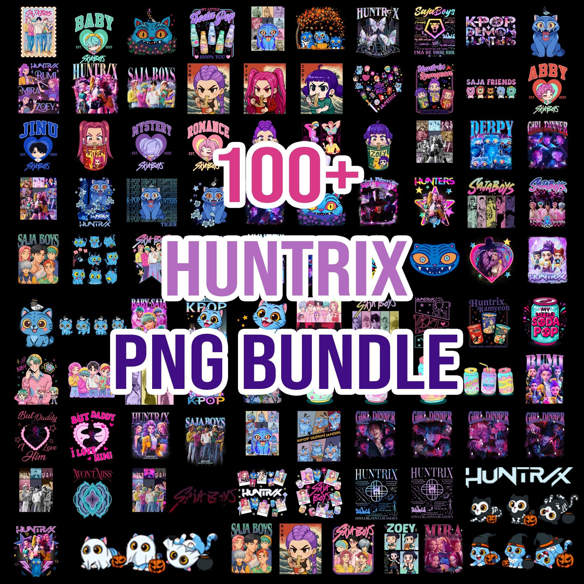 Huntrix demon slayer bundle png, anime hunter cosplay bundle png, demon slayer outfit bundle png