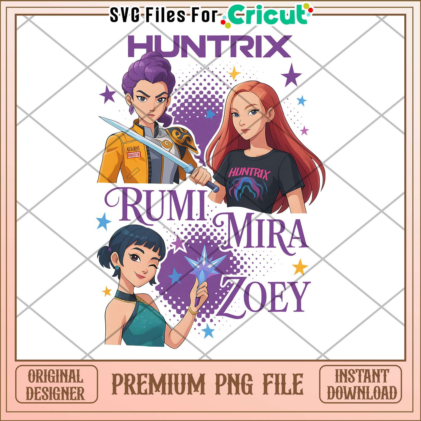 Huntrix girl members png, cute demon slayer png, kpop boy png