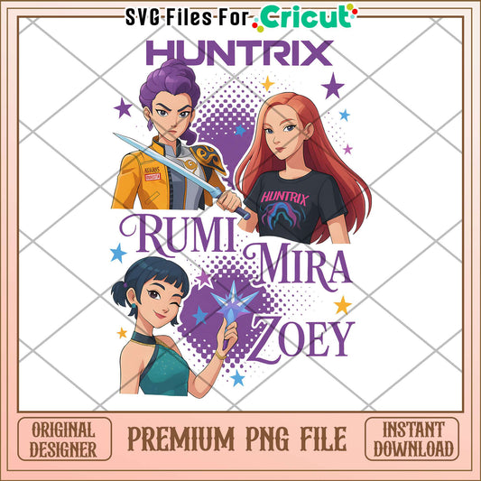 Huntrix girl members png, cute demon slayer png, kpop boy png
