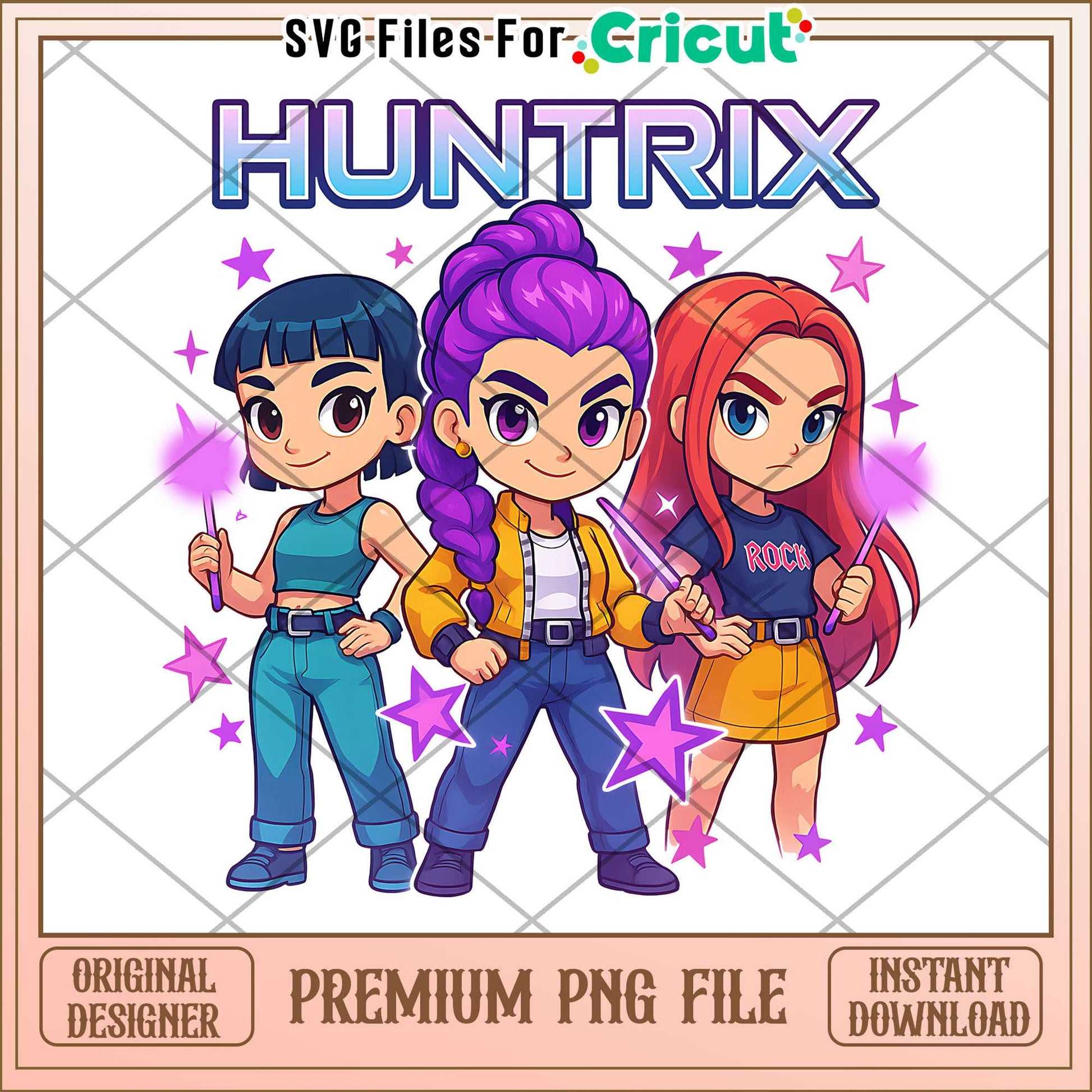 Huntrix girl members png, cute demon slayer png, kpop girl png