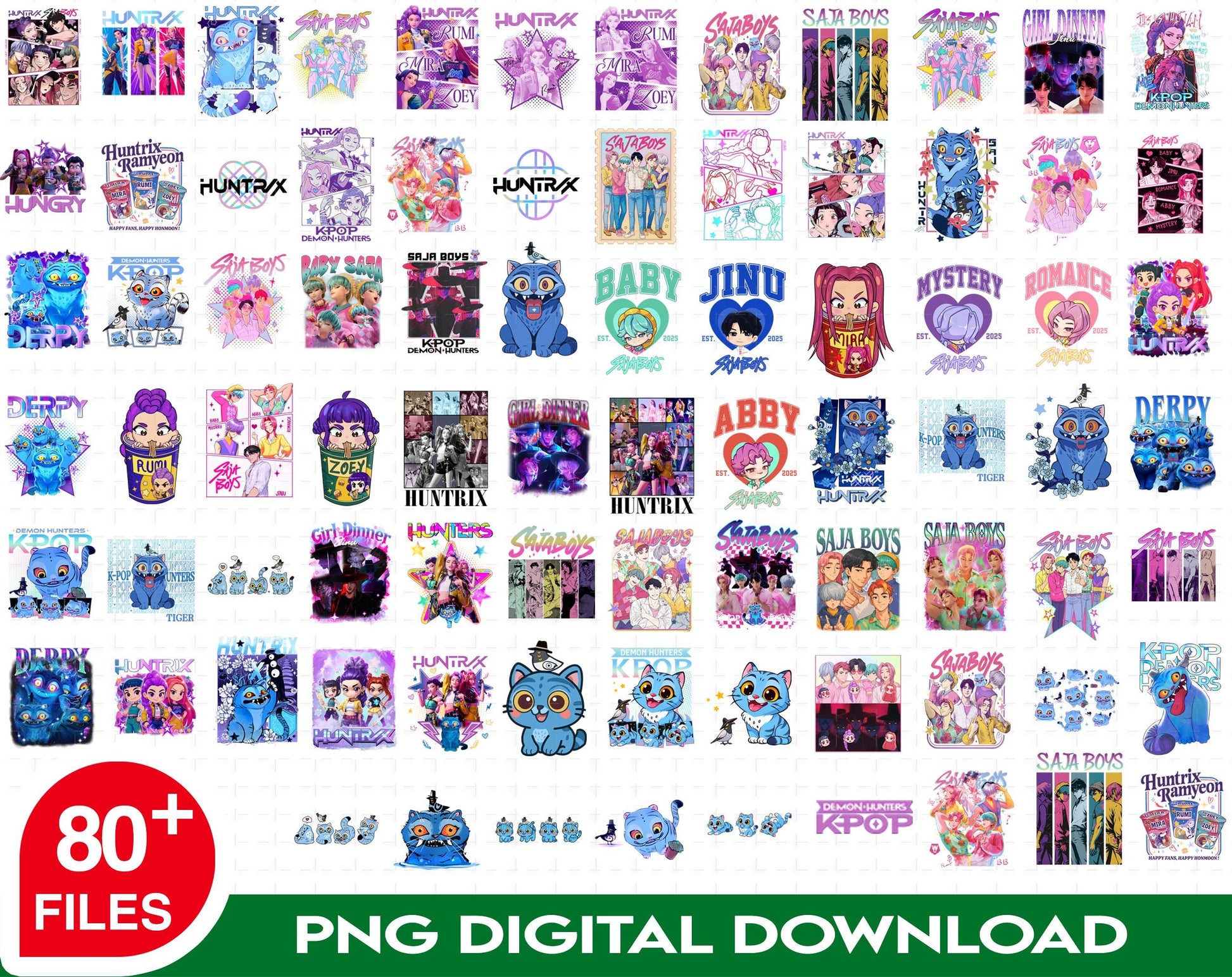 Huntrix girls bundle png, kpop demon hunters​ bundle png, huntrix bundle png