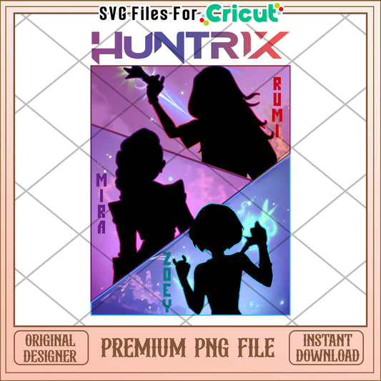 Huntrix girls design png, kpop band png, korean cartoon png