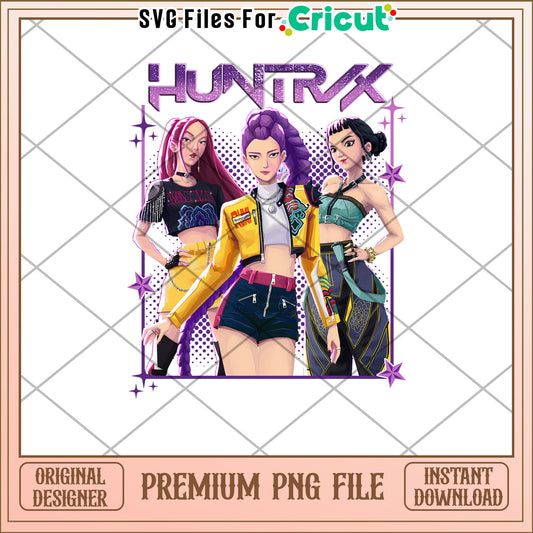 Huntrix girls illustration png, kpop songs png, netflix cartoon png