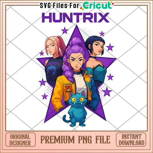 Huntrix girls png, cute demon slayer png, kpop girl png