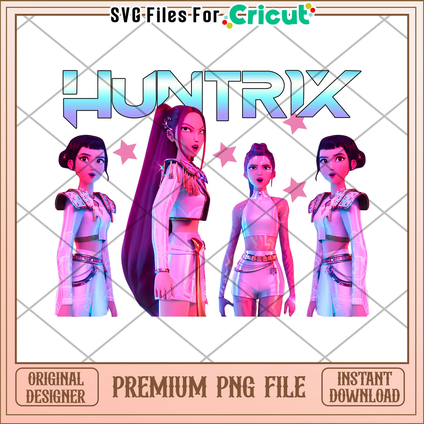 Huntrix girls png, kpop cartoon png, saja boys png