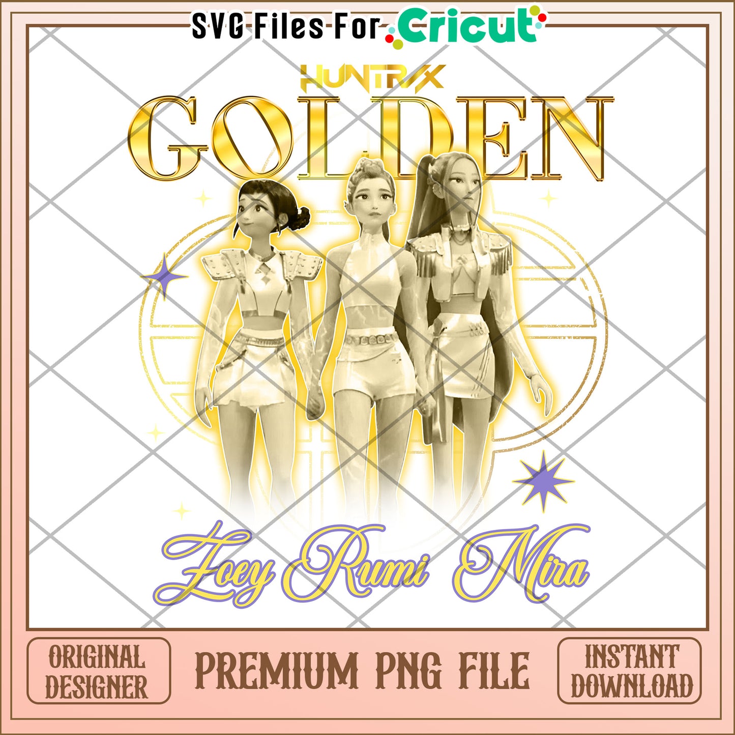 Huntrix golden png, kpop band png, korean cartoon png