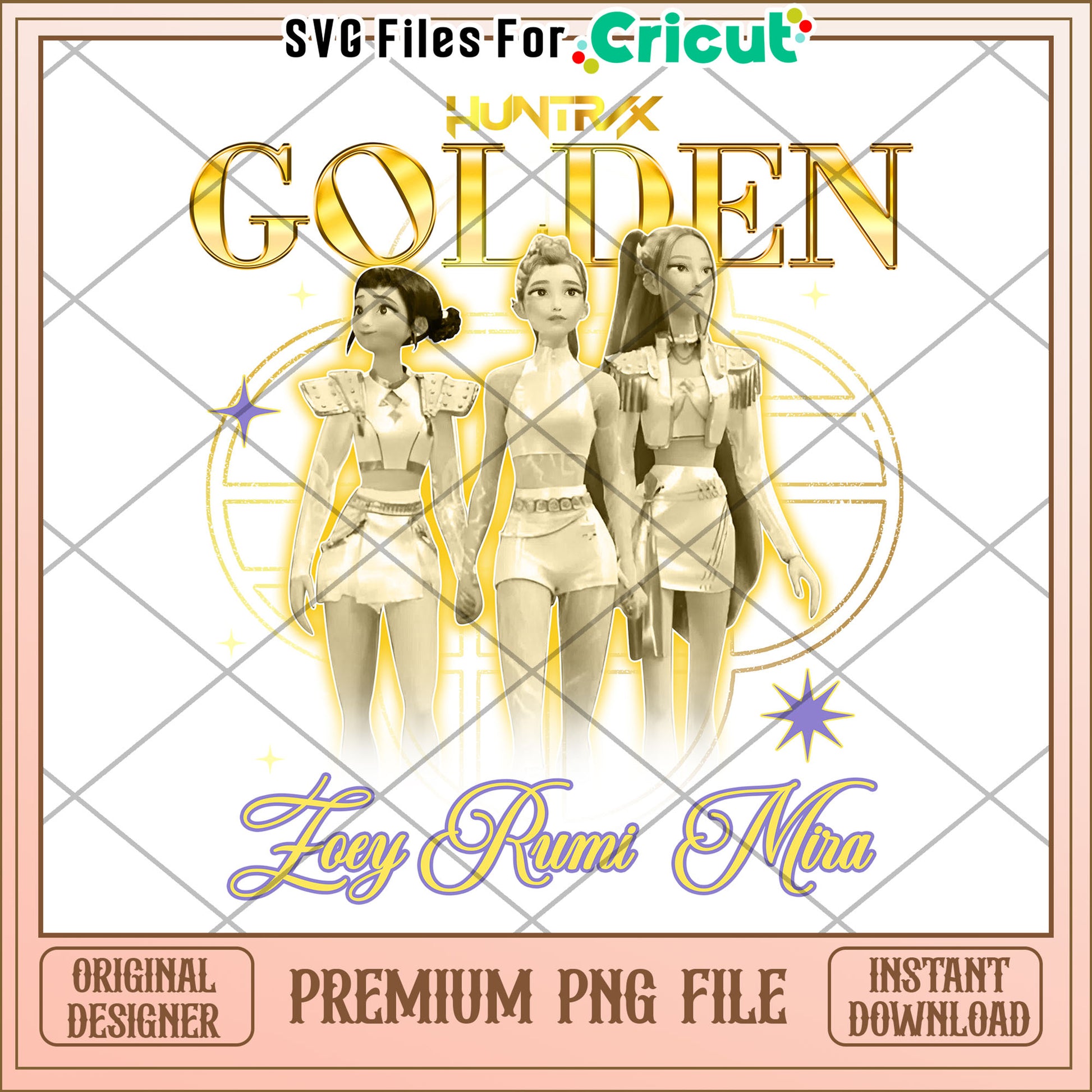 Huntrix golden png, kpop band png, korean cartoon png