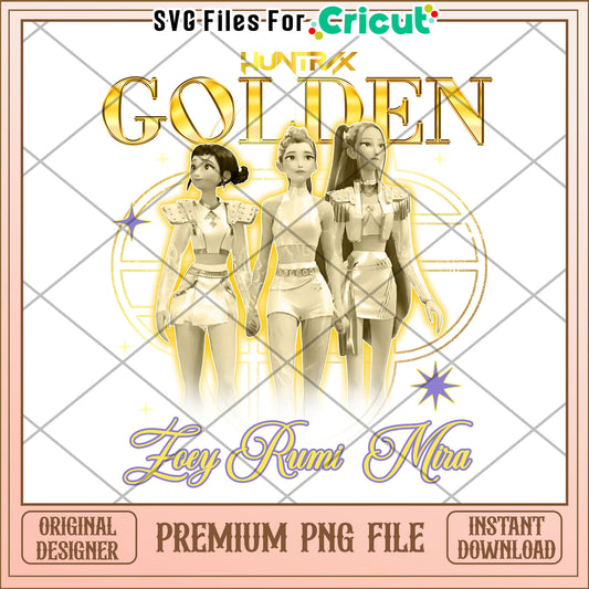 Huntrix golden png, kpop band png, korean cartoon png