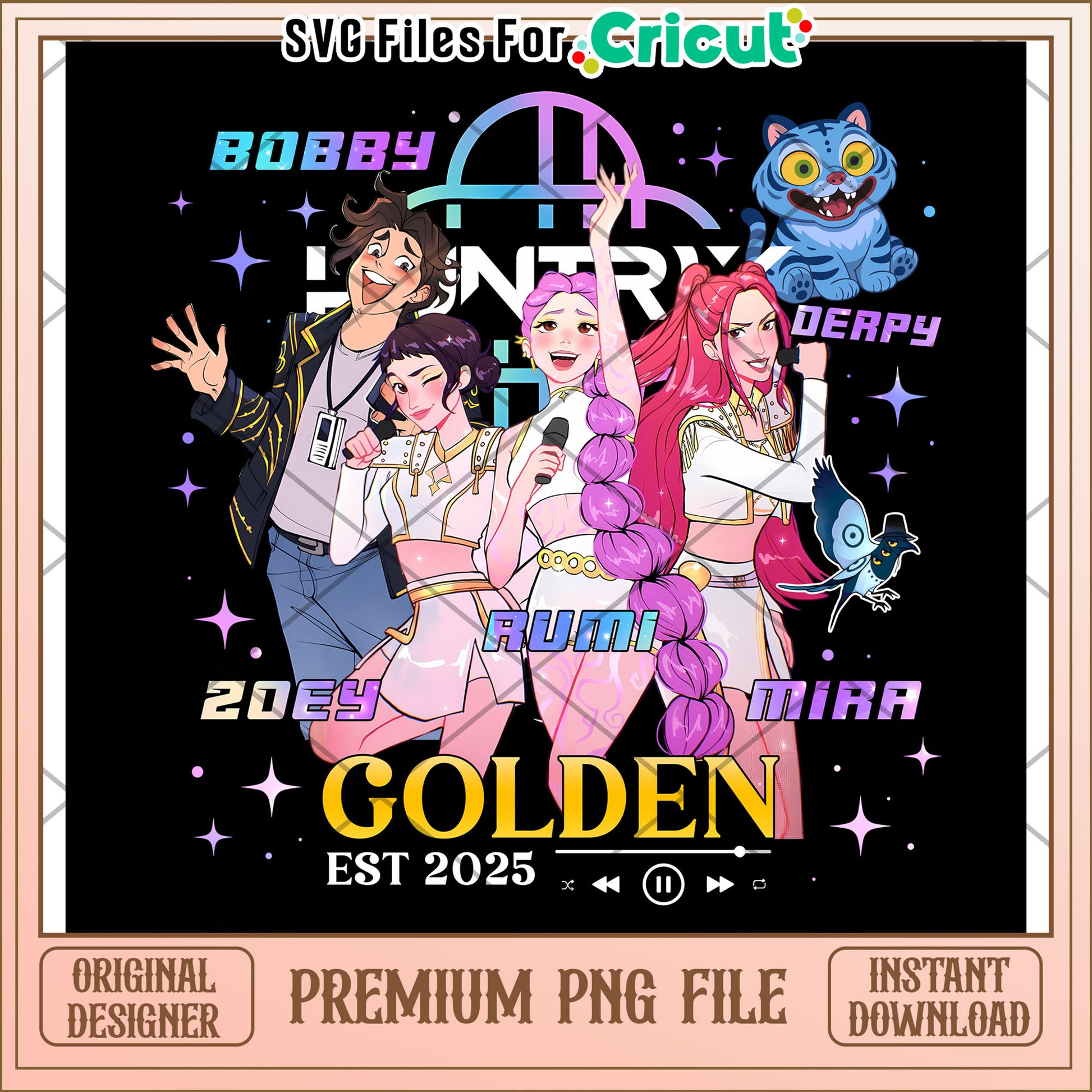 Huntrix golden png, saja boys fans png, huntrix characters png