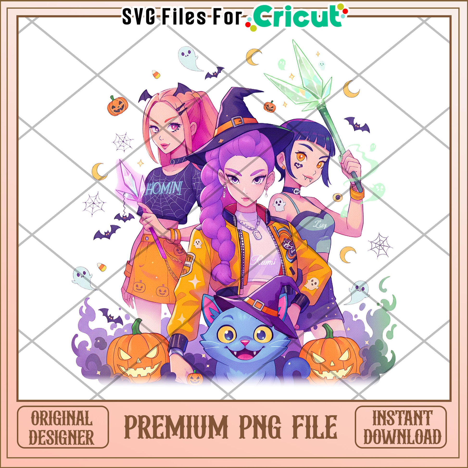 Huntrix halloween girls png, halloween jokes​ png, halloween drawings​ png