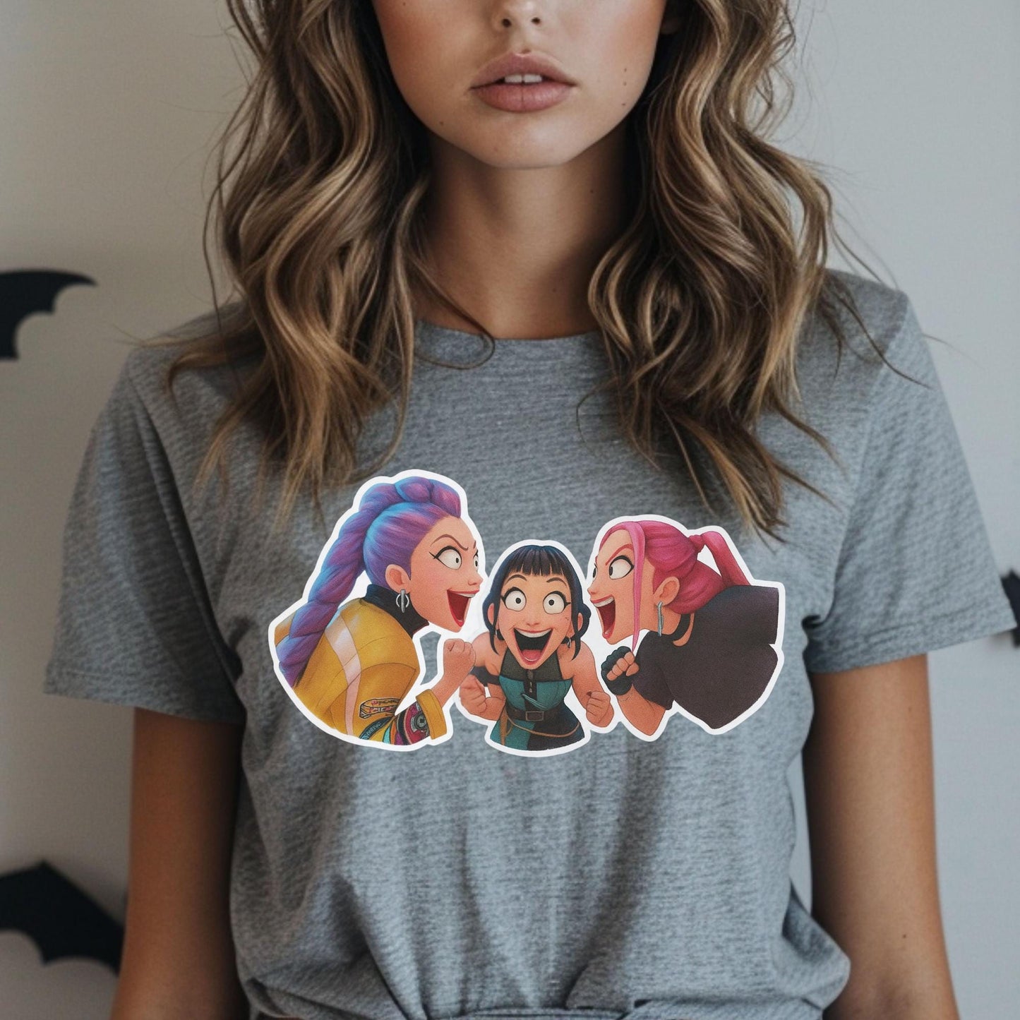 Huntrix kpop bundle png, kpop idol bundle png, gaming character fashion bundle png