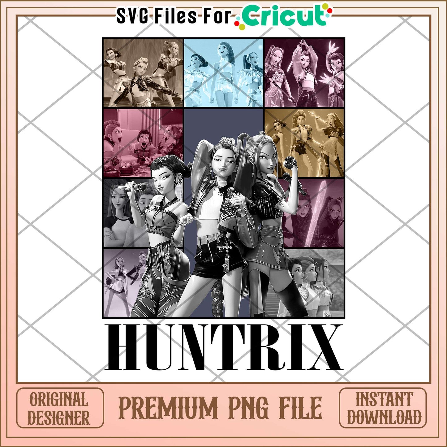 Huntrix kpop demon hunters png, fierce girl group png, kpop warrior squad png