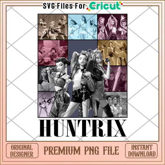 Huntrix kpop demon hunters png, fierce girl group png, kpop warrior squad png