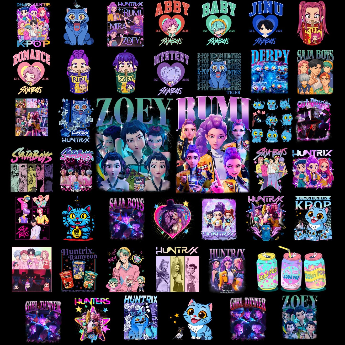 Huntrix logo bundle png, kpop demon hunters​ bundle png, huntrix bundle png