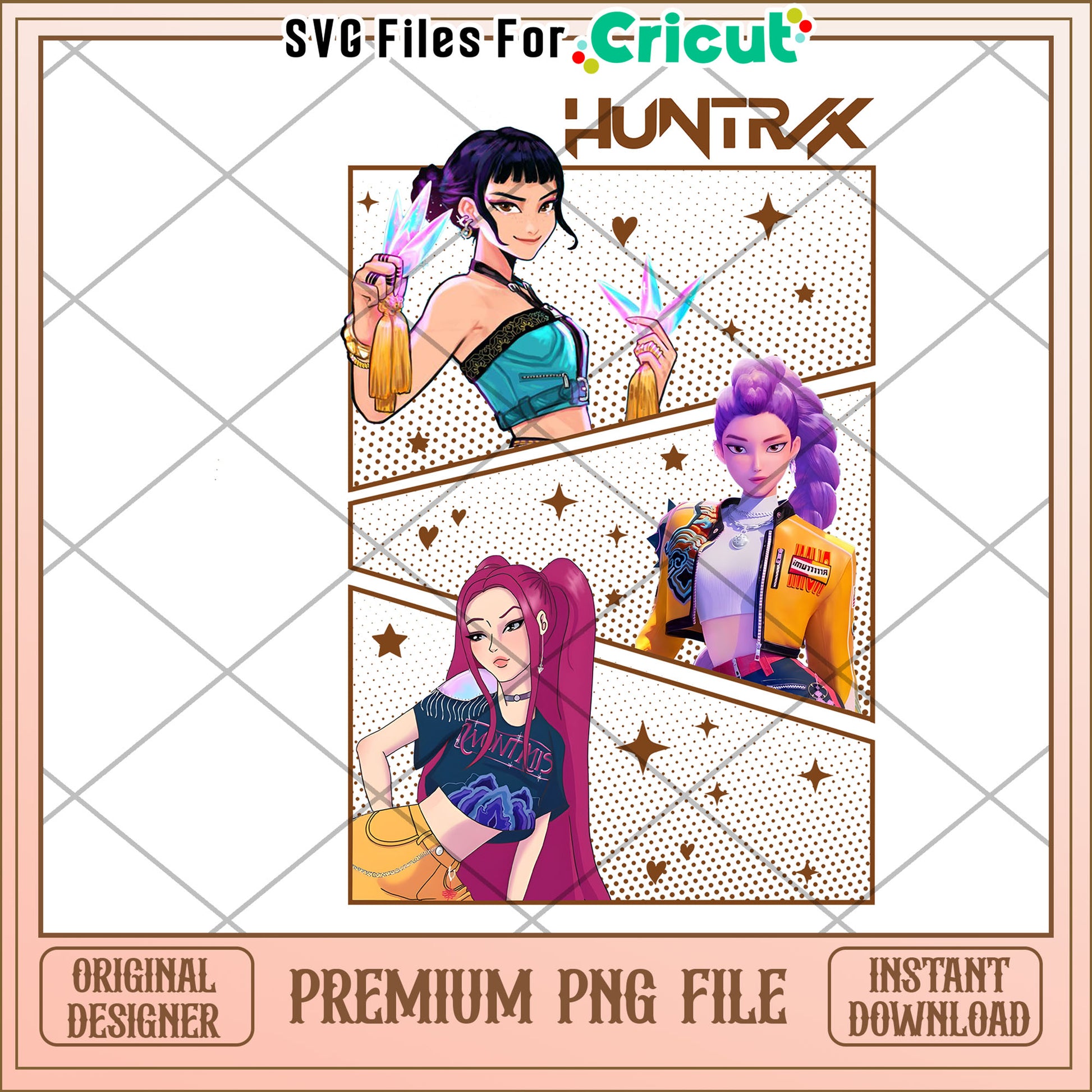 Huntrix members design png, kpop songs png, netflix cartoon png