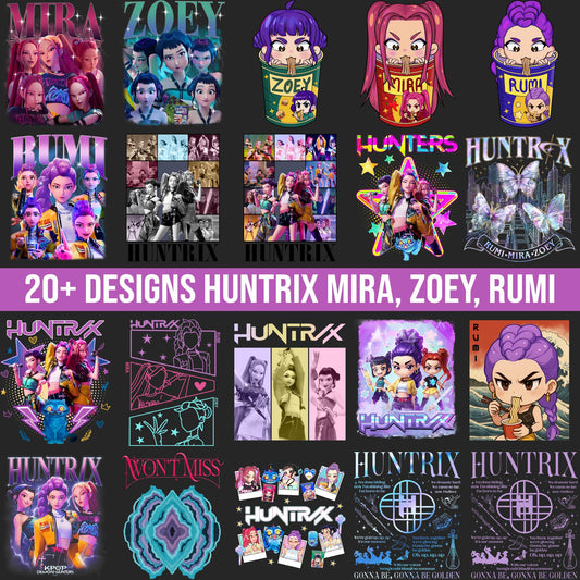 Huntrix members logo bundle png, kpop idol group emblem bundle png, stylish fandom crest design bundle png