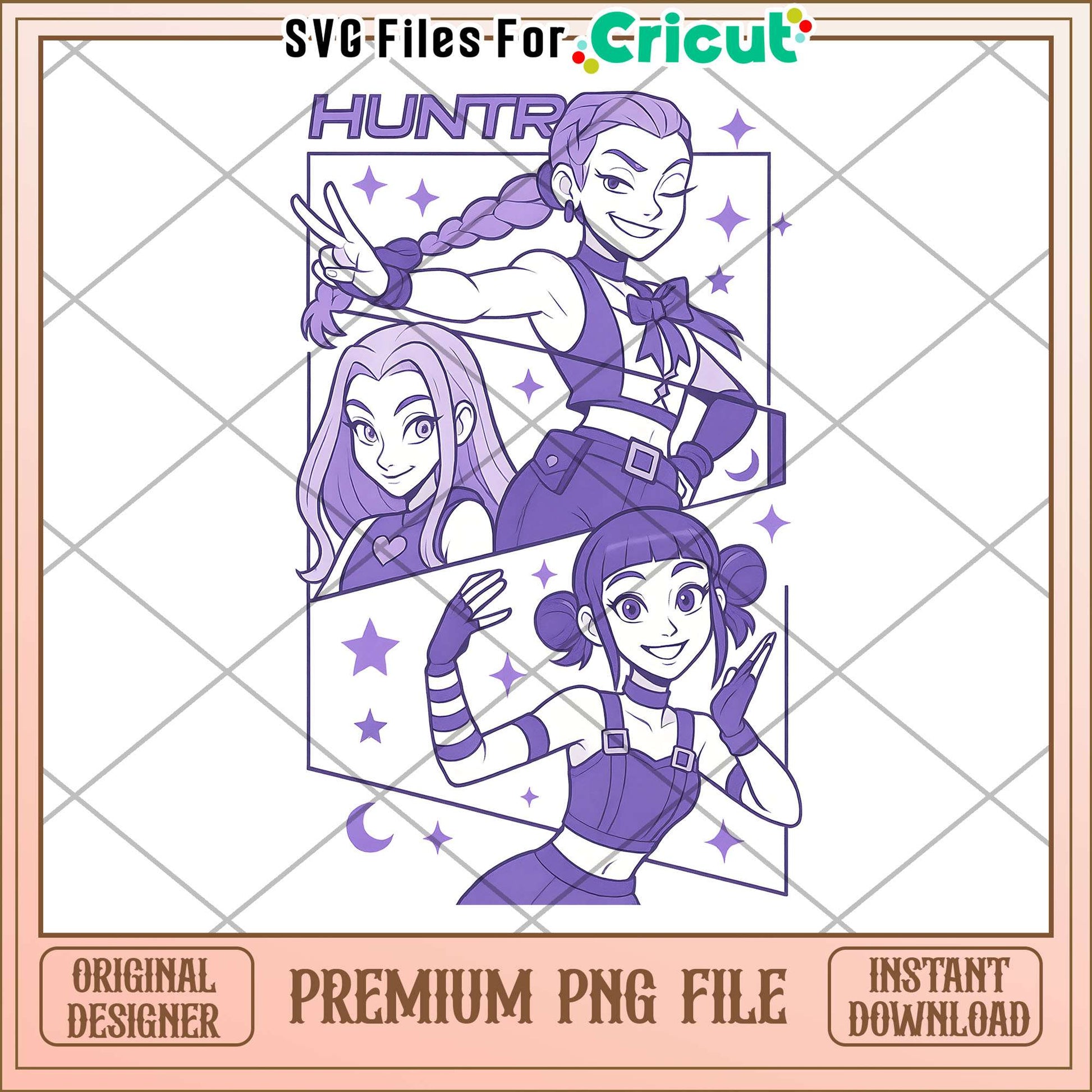 Huntrix members png, cute demon slayer png, kpop girl png