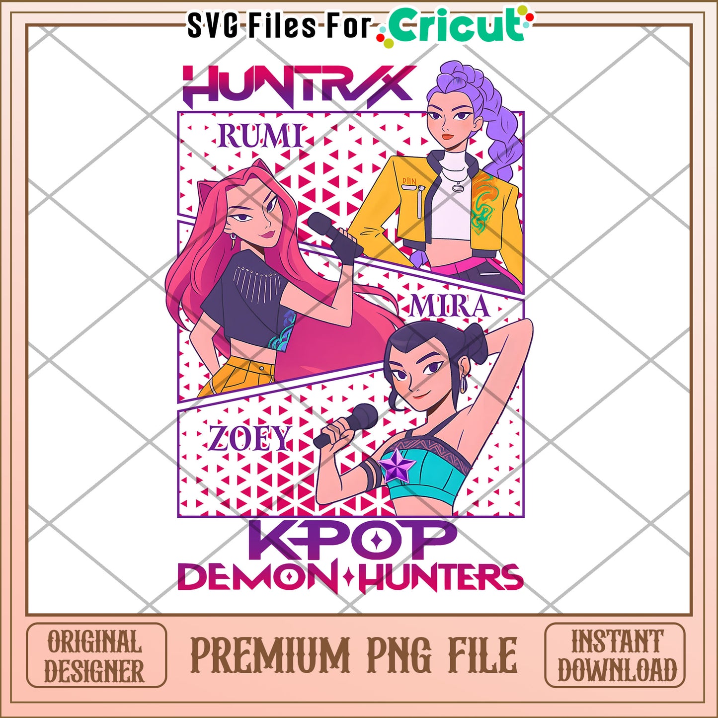 Huntrix members png, kpop band png, korean cartoon png