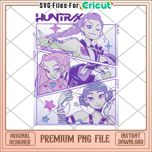 Huntrix members png, kpop songs png, netflix cartoon png