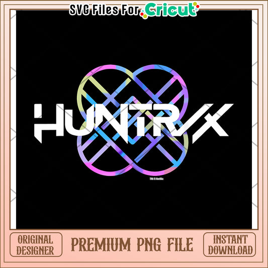 Huntrix neon logo png, huntrix members png, huntrix toys png