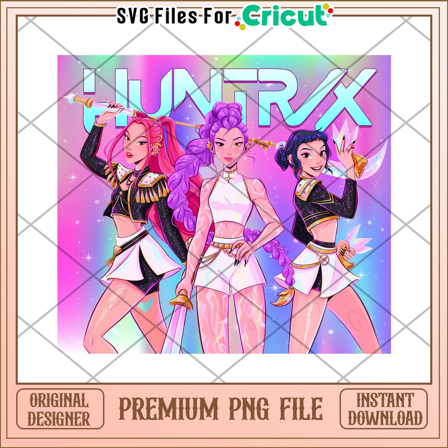 Huntrix perfoamnce png, saja boys fans png, huntrix characters png