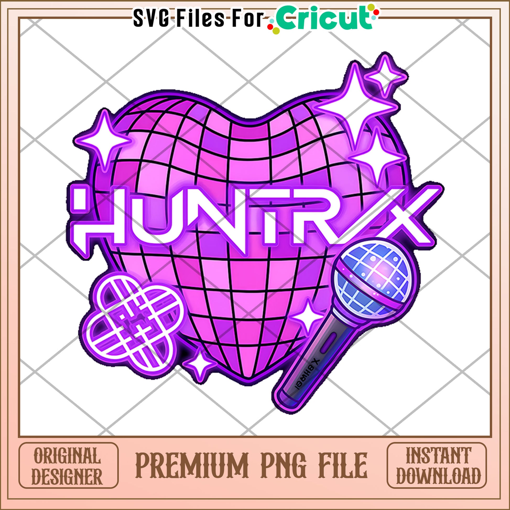 Huntrix purple heart png, kpop band png, korean cartoon png
