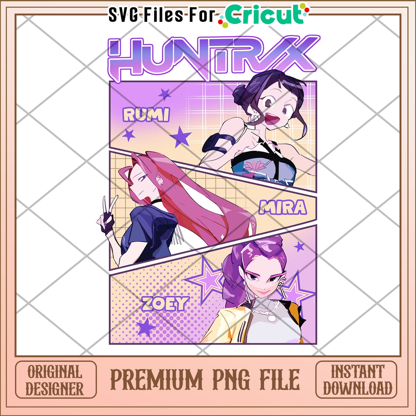 Huntrix rumi mira zoey png, demon hunters png, huntrix png