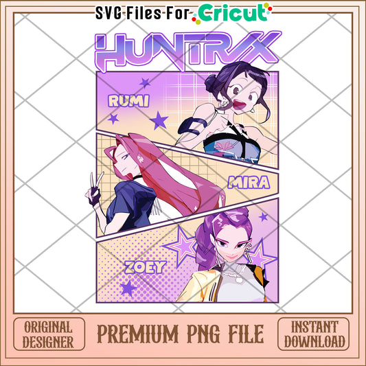 Huntrix rumi mira zoey png, demon hunters png, huntrix png