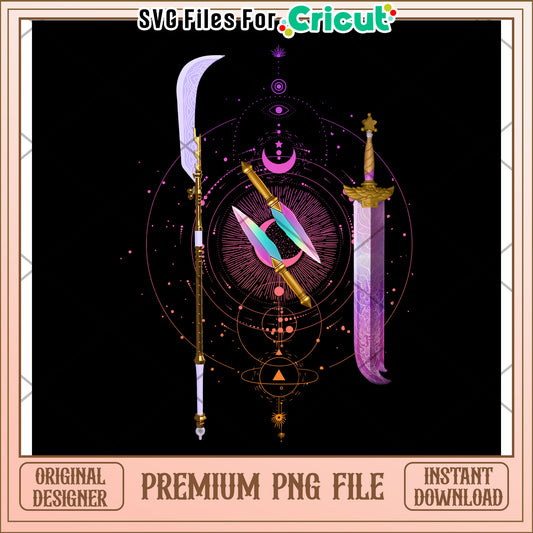 Huntrix weapons png, kpop demon hunters png, huntrix band png