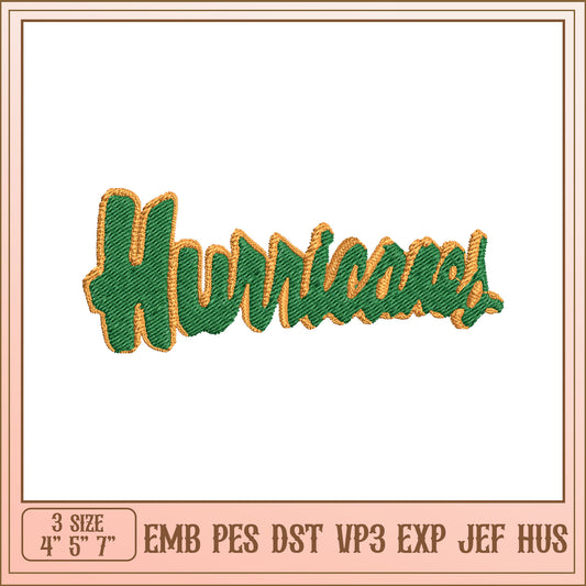 Hurricanes Embroidery Design