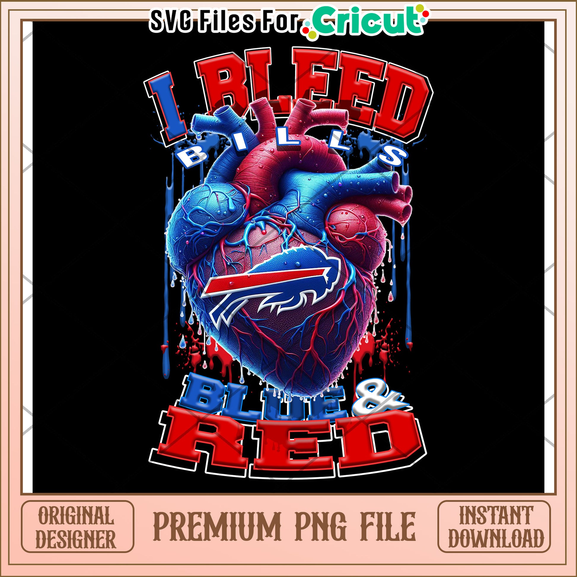 I Bleed Bills Blue and Red Graphic, Perfect for Sports Fans