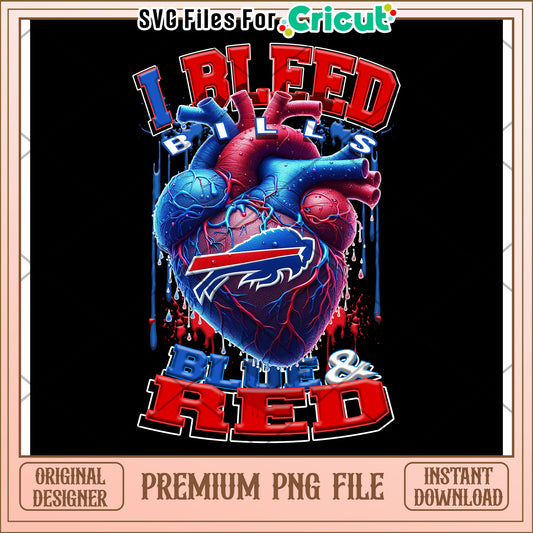 I Bleed Bills Blue and Red Graphic, Perfect for Sports Fans