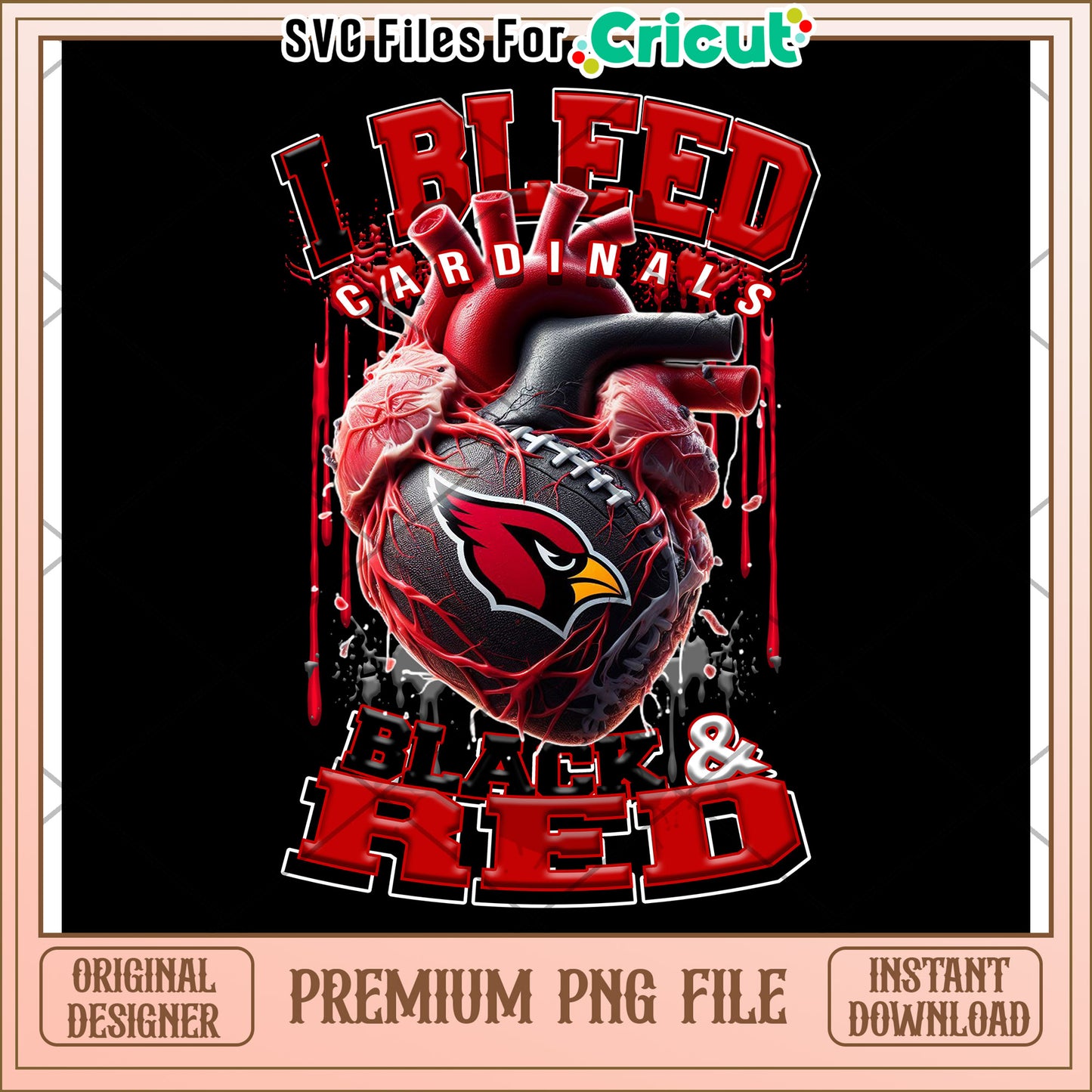 I Bleed Cardinals Graphic Design for Fans, Premium PNG Download