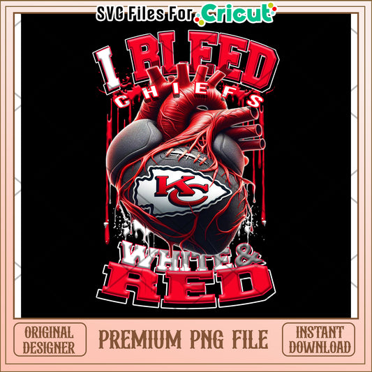 I Bleed Chiefs football design, premium PNG file for Cricut