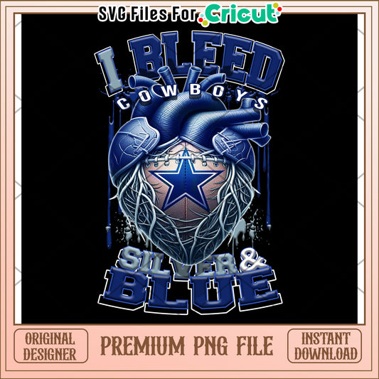 I Bleed Cowboys Silver and Blue T Shirt Design Download Now