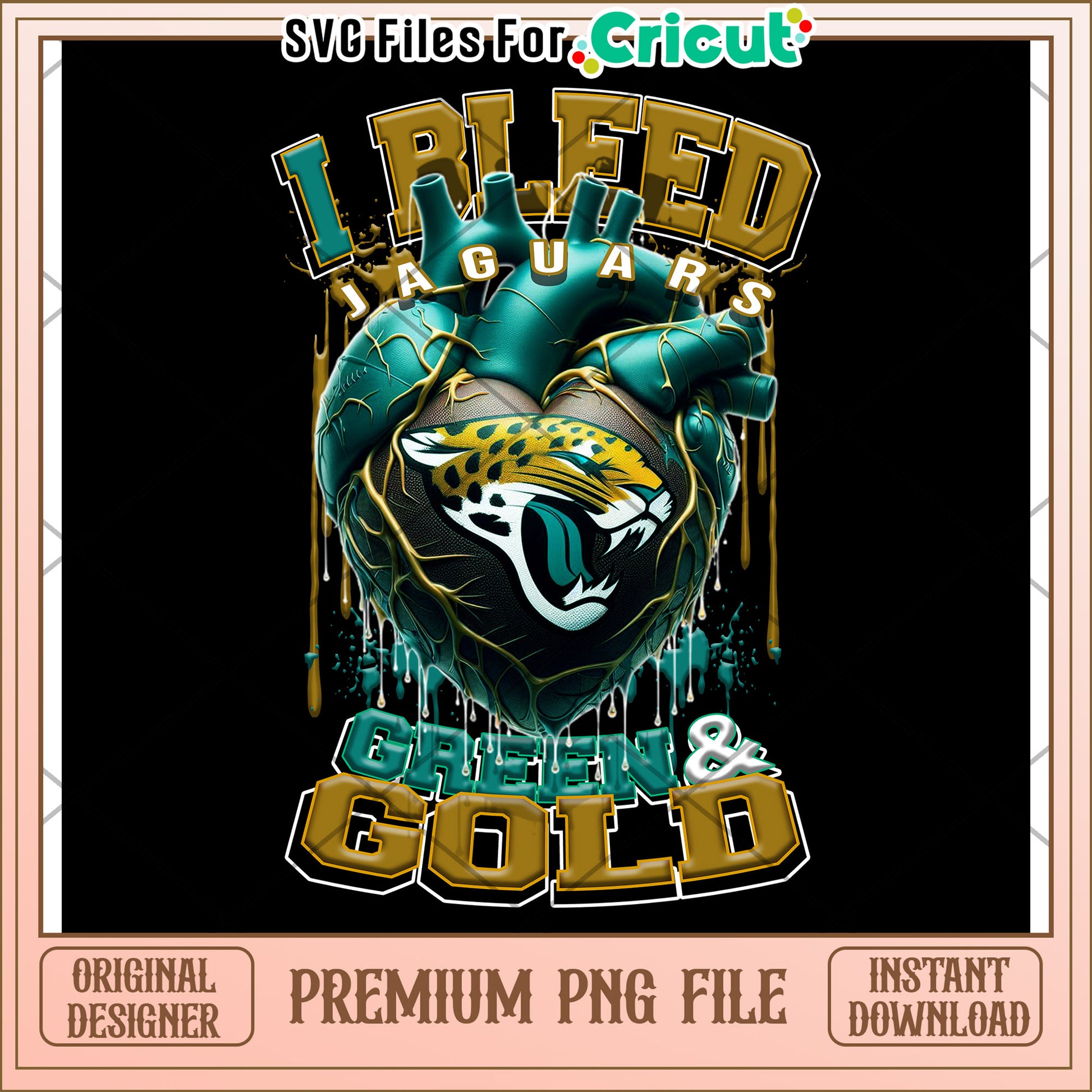 I Bleed Jaguars Heart Design for Crafting, Premium PNG Download