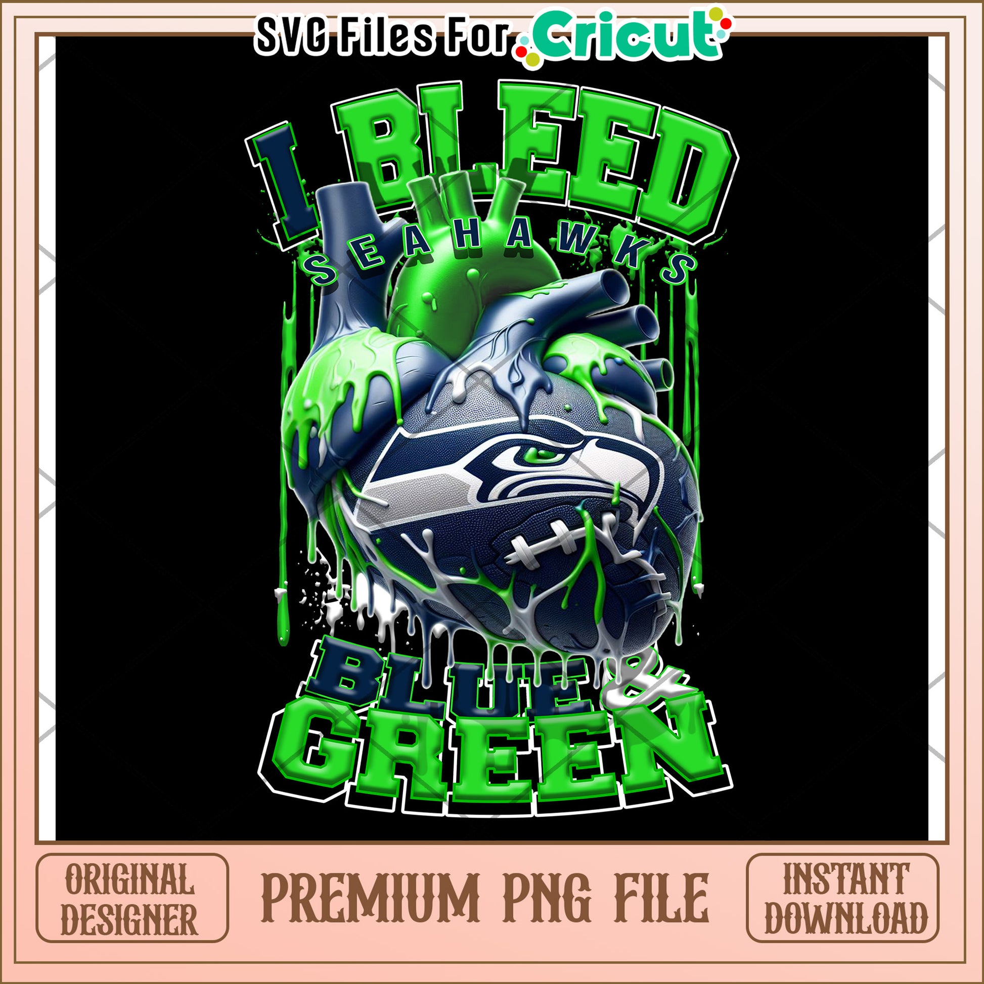 I Bleed Seahawks Blue Green art design, perfect for fans and crafters