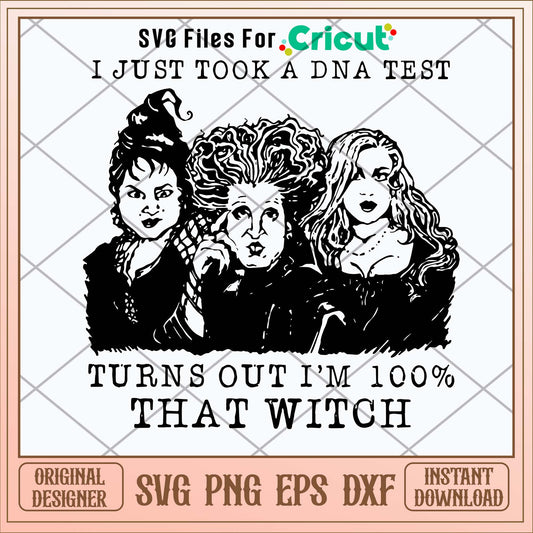 I Just Took A DNA Test Turns Out I_m 100_ That Witch Svg
