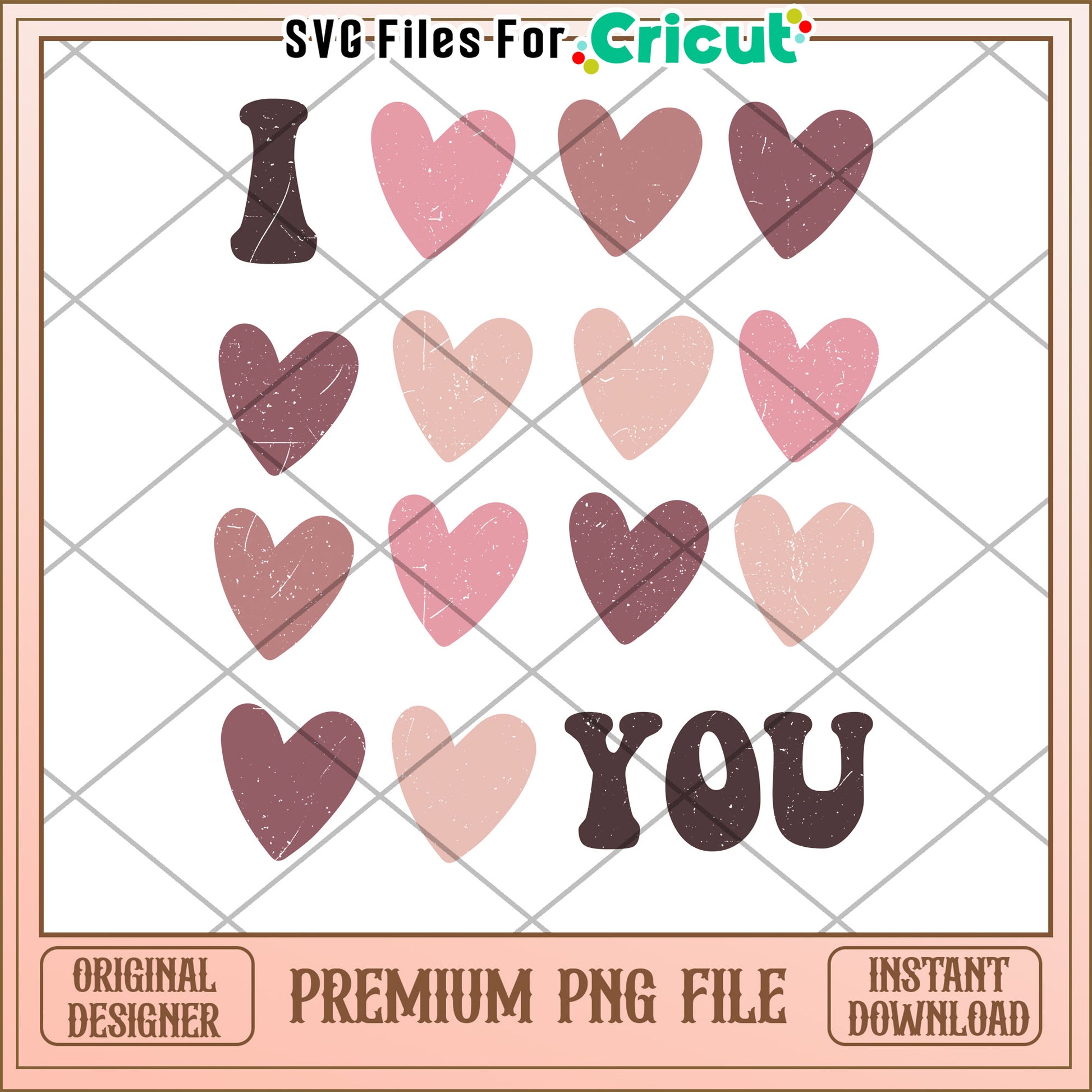 I Love You Hearts PNG Design