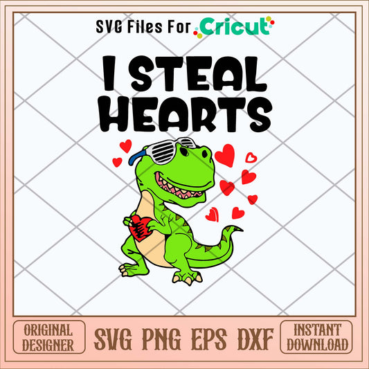 I Steal Hearts Trex Dino Svg