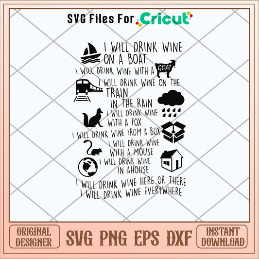 I WIll Drink Wine On a Boat Svg